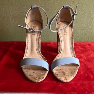 Light blue suede sandals